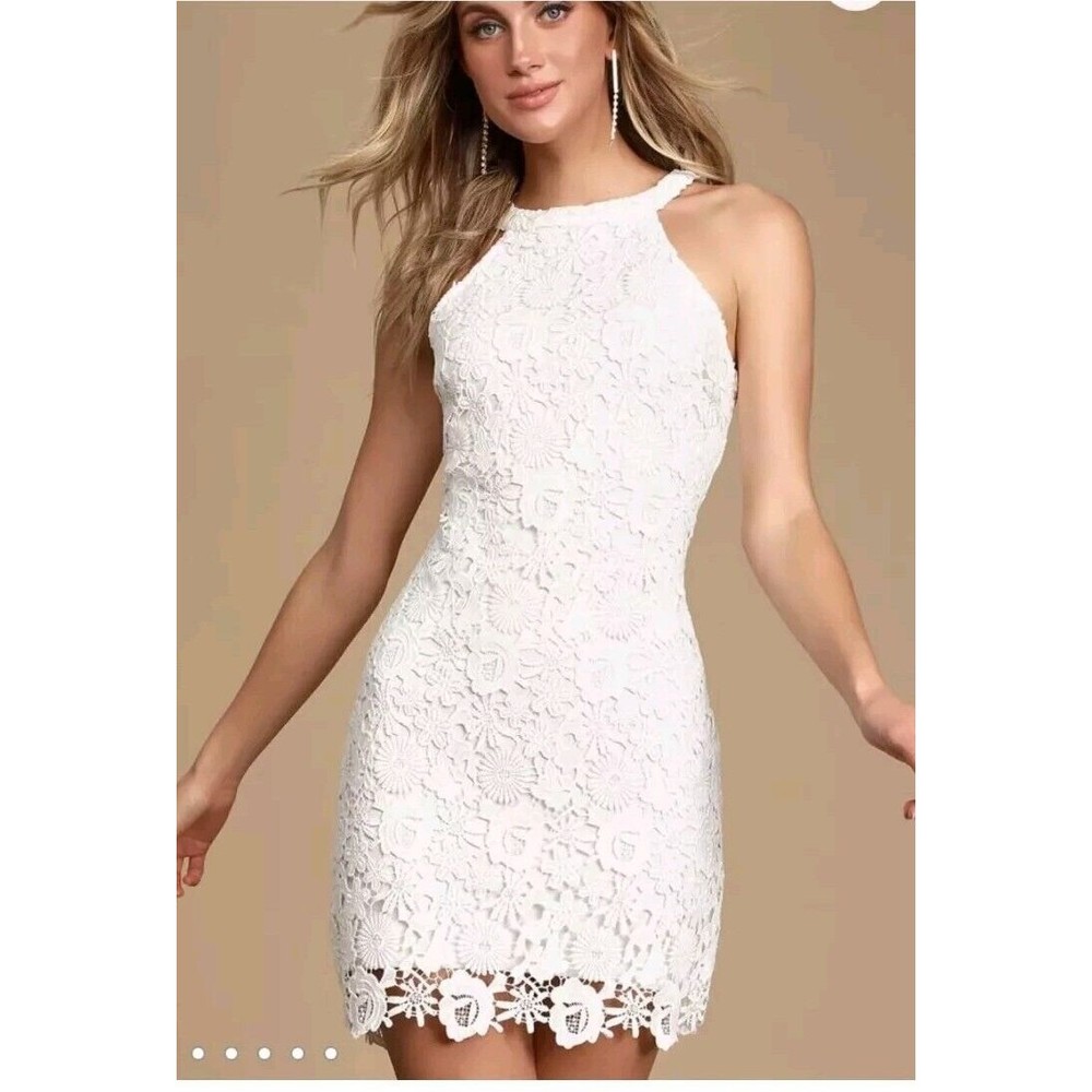Lulus Love Poem White Ivory Lace Mini Dress size XS